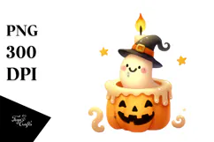 Simple Funny Halloween Clipart with Candle PNG Product Image 1