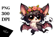 Goofy Bat with Flower Crown, PNG Product Image 1