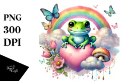 Baby Frog with Hearts PNG Product Image 1