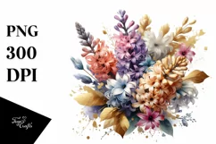 Vibrant Abstract Bouquet with Gold Foil | Sublimation Product Image 3