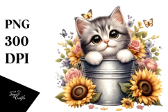 Cute Cat with Sunflower, Transparent PNG Product Image 1