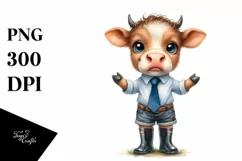 Confused Baby Cow in Rain Boots Clipart Product Image 1