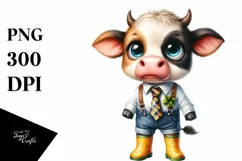 Confused Baby Cow in Rain Boots Clipart Product Image 3