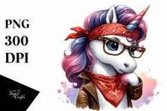 Expressive Unicorn with Bandana and es Clipart Product Image 1