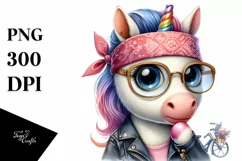 Expressive Unicorn with Bandana and es Clipart Product Image 1