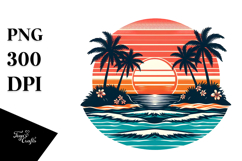 Retro Tropical Island Sunset PNG Product Image 1