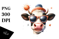Funny Cow with Sunglasses PNG Product Image 1