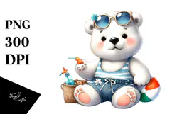 Cute Baby Polar Bear Beachwear PNG Product Image 1