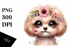 Funny Bichpoo Flower in Mouth Clipart Product Image 3