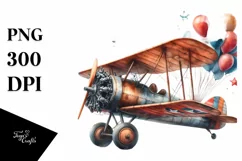 Vintage Biplane Balloons USA Flag Product Image 3