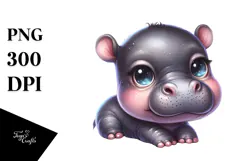 Baby Hippo Cartoon PNG Product Image 1