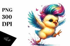 funny Baby Chicken Jumping PNG Product Image 1