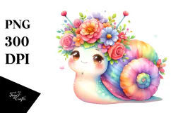 Flower Crown Decorated Colorful Snail | Sublimation | Product Image 1