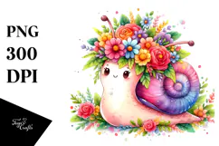 Flower Crown Decorated Colorful Snail | Sublimation | Product Image 1