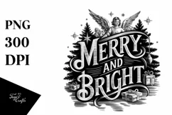 Retro Merry and Bright Christmas Png Product Image 5
