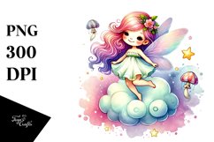 Colorful Fairy on Cloud PNG Product Image 1