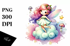 Colorful Fairy on Cloud PNG Product Image 1