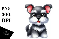 Watercolor Miniature Schnauzer PNG Product Image 1