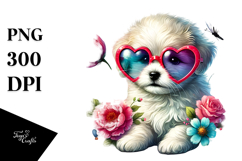 Puppy with Heart Sunglasses PNG Product Image 1