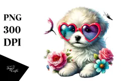 Puppy with Heart Sunglasses PNG Product Image 1