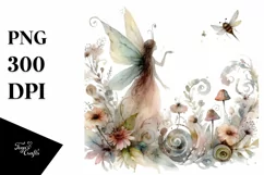 Washed Watercolor Whimsical Fairy, Transparent PNG Product Image 3