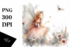 Washed Watercolor Whimsical Fairy, Transparent PNG Product Image 3