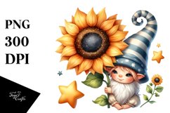 Cute Baby Gnome with Sunflower PNG Product Image 1