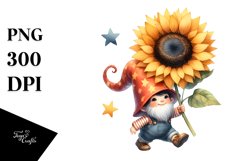 Cute Baby Gnome with Sunflower PNG Product Image 1
