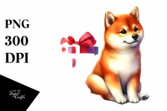 Cute Collie with Christmas Gifts PNG Product Image 3