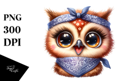 Watercolor Funny Baby Owl Portrait Bandana | Sublimation | Product Image 1