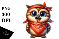 Watercolor Funny Baby Owl Portrait Bandana | Sublimation | Product Image 1