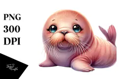 Colorful Baby Walrus PNG Product Image 1