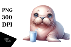 Colorful Baby Walrus PNG Product Image 1