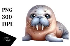 Colorful Baby Walrus PNG Product Image 1