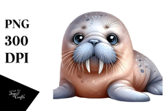 Colorful Baby Walrus PNG Product Image 1