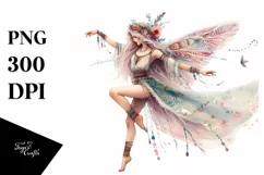 Washed Watercolor Whimsical Fairy PNG Product Image 1