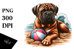 Bullmastiff Sitting in Sand Watercolor Illustration | Product Image 1