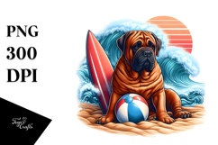 Bullmastiff Sitting in Sand Watercolor Illustration | Product Image 1