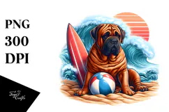 Bullmastiff Sitting in Sand Watercolor Illustration | Product Image 1