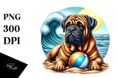 Bullmastiff Sitting in Sand Watercolor Illustration | Product Image 1