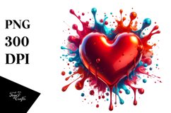 Colorful Heart with Splashy Background, Transparent PNG Product Image 1