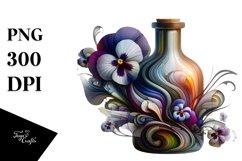 Artistic Bottle Pansy White Background Product Image 3
