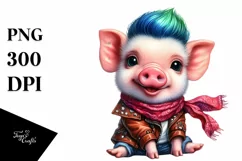 Cute Pig with Cool Haircut PNG Product Image 3