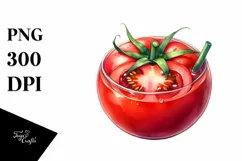 Watercolor Tomato Juice Art Product Image 1