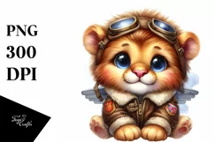 Colorful Baby Lion in Aviator Suit Clipart Product Image 3