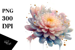 Pastel Chrysanthemum in with Gold, Transparent PNG Product Image 1