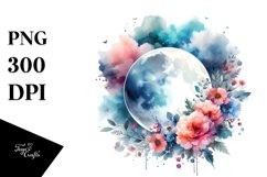 Vibrant Watercolor Abstract Moon | Sublimation | Clipart Product Image 1