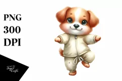 Funny Watercolor Puppy Dancing Clipart Product Image 1