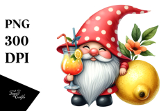 Cute Gnome with Lemon Cocktail PNG Product Image 1