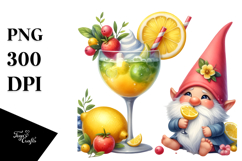 Joyful Gnome with Cocktail PNG Product Image 1